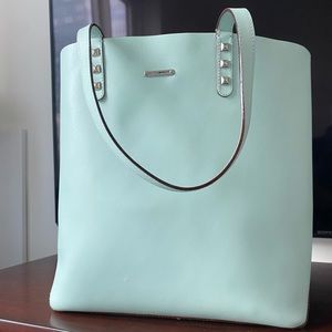Light blue / teal Rebecca Minkoff large tote bag leather